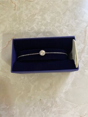 Swarovski Silver-Tone Bracelet with Clear Crystal Centerpiece